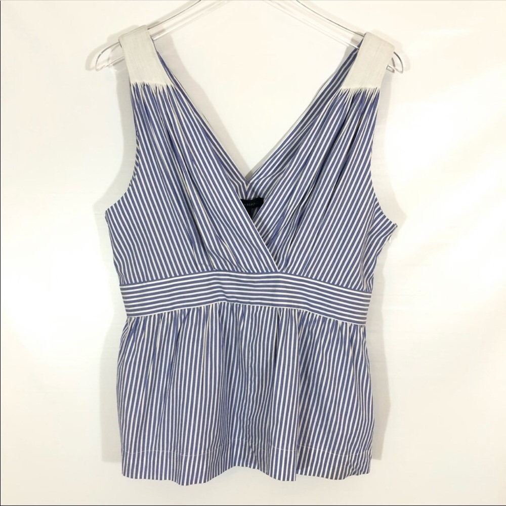 Banana Republic Blue & White Peplum Tank Size 14